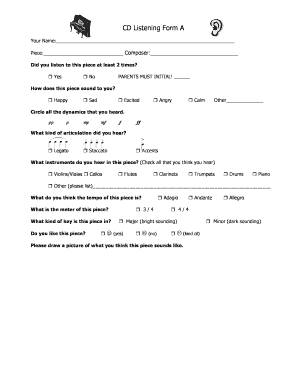 CD Listening Form A