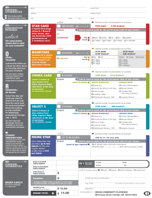 Omaha Community Playhouse Subscription Form