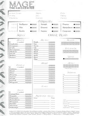 Vampire the Requiem Character Sheet