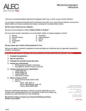 Abbott Laboratories Employees Credit Union Membership Application