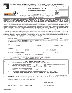 Maryland Employment Application