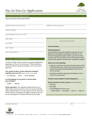 Wake Forest Pay-As-You-Go Application
