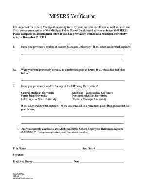 MPSERS Verification Form