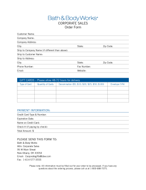 Corporate Sales Order Form