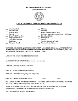 Richmond Police Department Permit Renewal
