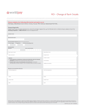 Worldpay Change of Bank Details Form