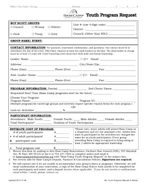 Boy Scout Youth Program Request Form
