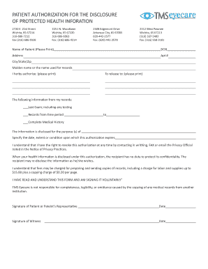 Patient Authorization for Disclosure of Protected Health Information