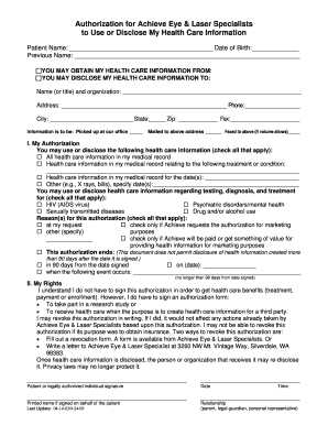 Authorization for Health Information Disclosure