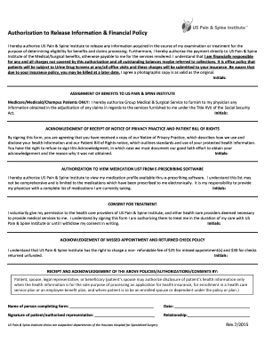 Authorization to Release Information & Financial Policy