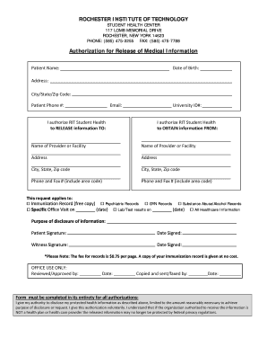 Authorization for Release of Medical Information