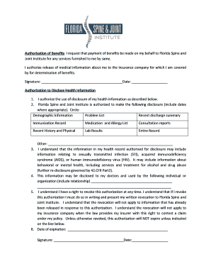 Authorization of Benefits and Health Information Disclosure