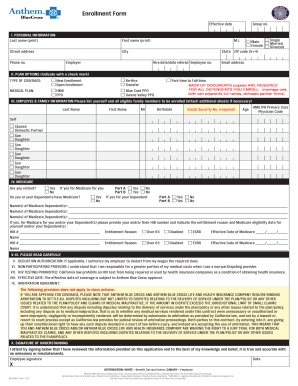 Anthem Blue Cross Enrollment Form