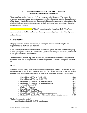 Attorney Fee Agreement for Estate Planning