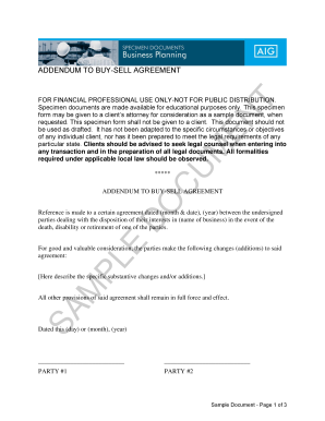 Addendum to Buy-Sell Agreement