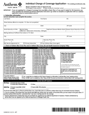 Individual Change of Coverage Application