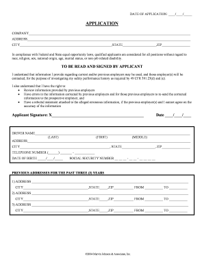 Commercial Driver Application Form