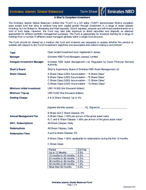 Emirates Islamic Global Balanced Fund Term Sheet