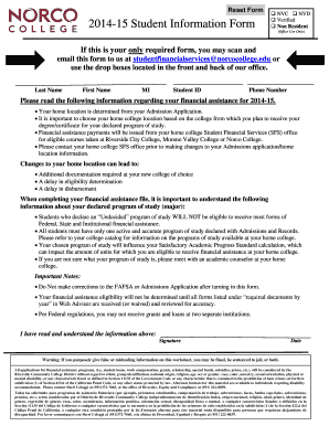 2014-15 Student Information Form