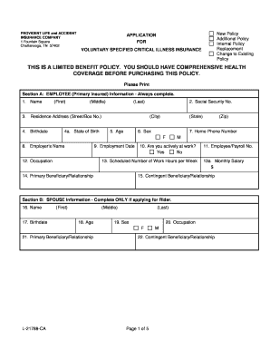 Voluntary Critical Illness Insurance Application