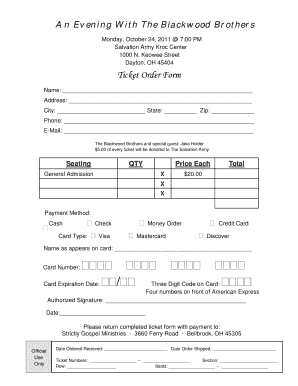 Ticket Order Form