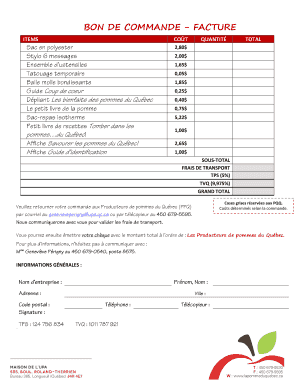 Bon de commande - facture