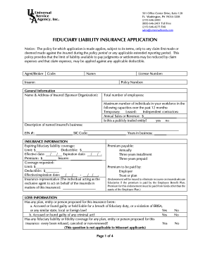 Fiduciary Liability Insurance Application