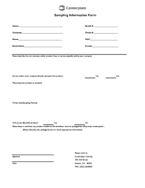 Sampling Information Form