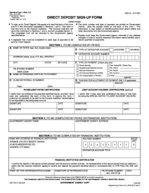 Standard Form 1199A Direct Deposit Sign-Up Form