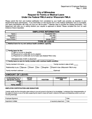 Request for Family or Medical Leave