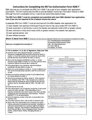 IRS Form 4506-T Instructions