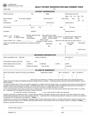 Adult Patient Registration and Consent Form