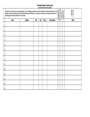 Confirmed Guest Tracking Form
