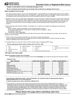 USPS Domestic Claim Form
