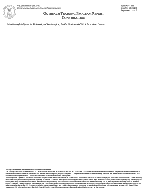 OSHA Outreach Training Program Report Form 4-50.1
