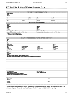 Workers Compensation Injury Report Form