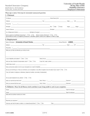 Standard Insurance Company Disability Benefits Claim Form