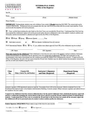 Student Withdrawal Form