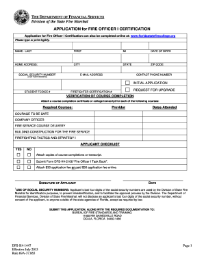 Application for Fire Officer I Certification