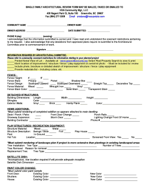 Single Family Architectural Review Form