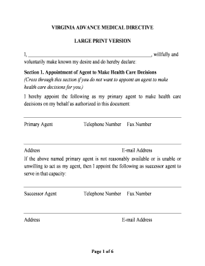 Virginia Advance Medical Directive