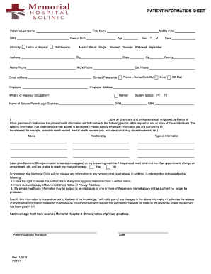 Patient Information and Financial Agreement Form