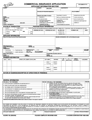 Commercial Insurance Application Form