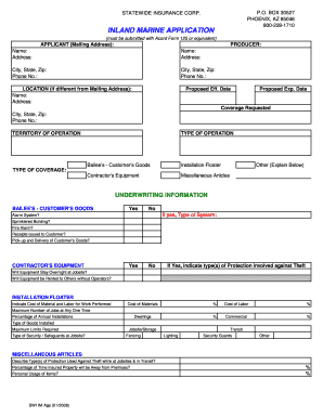 Inland Marine Insurance Application