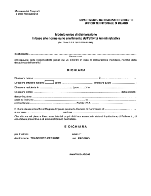Modulo unico di dichiarazione