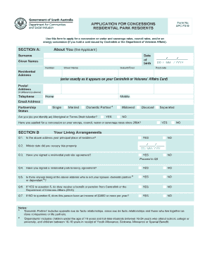 Residential Park Concession Application Form