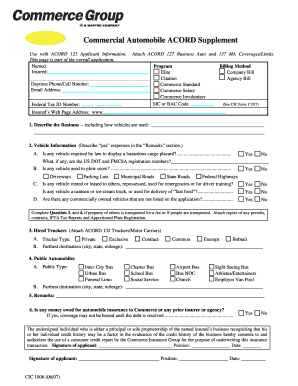 Commercial Automobile ACORD Supplement