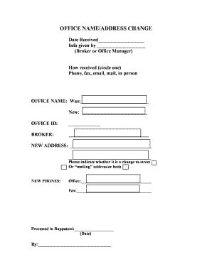 Office Name and Address Change Form