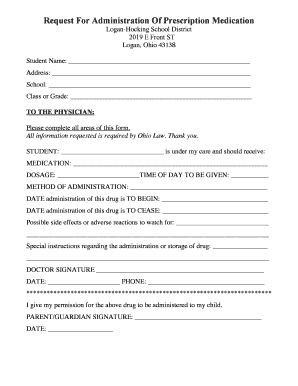 Request for Administration of Prescription Medication