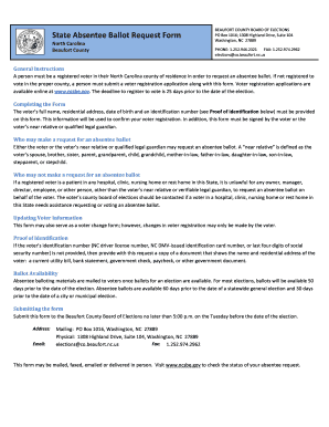North Carolina Absentee Ballot Request Form